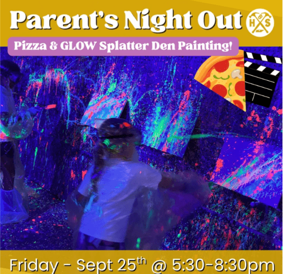 Parents' Night Out: Child Care, Pizza & GLOW Splatter Den